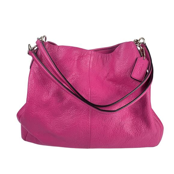 EUC Coach Leather Phoebe Pink Shoulder Bag 3 Compartment Gold Accents - Picture 1 of 16